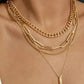 Gold Multi Layered Bar Pendant Plated Chain Necklace