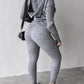 Long Sleeve Cable Knit Hooded Sweater & Pants Set