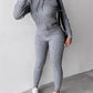 Long Sleeve Cable Knit Hooded Sweater & Pants Set