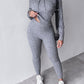 Long Sleeve Cable Knit Hooded Sweater & Pants Set