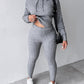 Long Sleeve Cable Knit Hooded Sweater & Pants Set