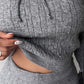 Long Sleeve Cable Knit Hooded Sweater & Pants Set