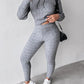 Long Sleeve Cable Knit Hooded Sweater & Pants Set