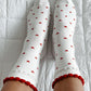 White Ruffled Heart Pattern Cotton Socks