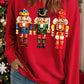 Racing Red Plus Size Sequin Nutcracker Round Neck Sweatshirt