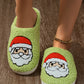 Blackish Green Christmas Santa Claus Print Plush House Slippers