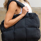 Color black Solid Quilted Puffy Zipped Large Tote Bag