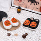 White Halloween Pumpkin Print Plush Slippers (Runs Small, Size Up)