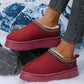 Fiery Red Contrast Print Suede Plush Lined Snow Boots