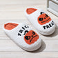 White Halloween Pumpkin Trick Or Treat Plush Slippers