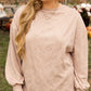 Parchment Plus Size Textured Drop Shoulder Crew Neck Sweatshirt