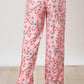 Pink Christmas Candy Cane Print Lapel Collar Shirt and Pants Two Piece Pajamas Set