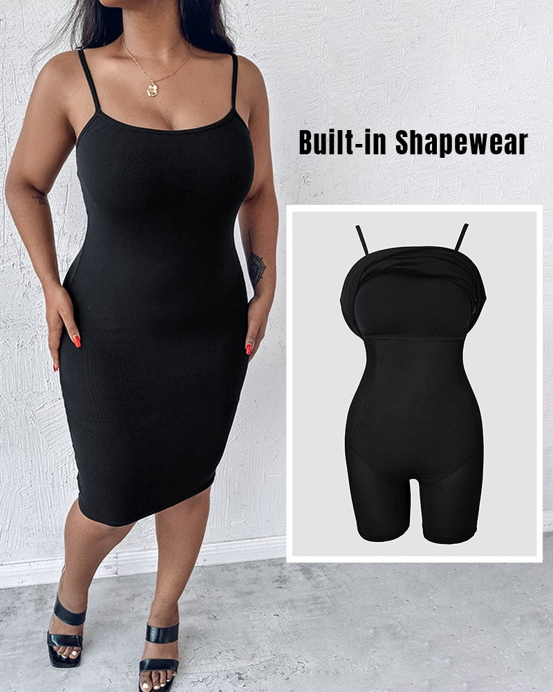 BUILT IN SHAPEWEAR Spaghetti Strap Tummy Control Slip Dress