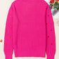 Rose Red Heart Shape Drop Shoulder Round Neck Sweater