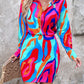 Abstract Print Long Sleeve Button Down Shirt & Skirt Set