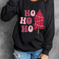 Black HO HO HO Christmas Tree Graphic Pullover Sweatshirt