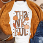 White THANKFUL Pumpkin Leaves Graphic Crewneck Thanksgiving T Shirt