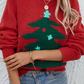 Racing Red Christmas Tree Graphic Crew Neck Sweater