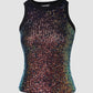 Allover Sequin O neck Sleeveless Tank Tops Slim Fitted Shirt