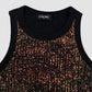 Allover Sequin O neck Sleeveless Tank Tops Slim Fitted Shirt