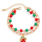 Gold Christmas Pendant Beaded Layered Bracelet Set