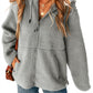 Medium Grey Fleece Zip Up Drawstring Hooded Pocketed Jacket