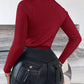 Rhinestone High Neck Long Sleeve Knit Sweater Fleece Lined Basic Layering Soft Thermal Top