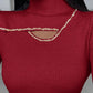 Rhinestone High Neck Long Sleeve Knit Sweater Fleece Lined Basic Layering Soft Thermal Top