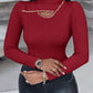 Rhinestone High Neck Long Sleeve Knit Sweater Fleece Lined Basic Layering Soft Thermal Top