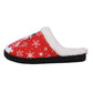 Fiery Red Christmas Snowman Print Plush Home Slippers