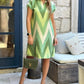 Chevron Print Colorblock Pocket Design Casual Dress
