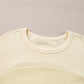 Beige Thermal Knit Patchwork Exposed Seam Long Sleeve Top