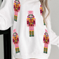 White Christmas Nutcracker Graphic Corded Baggy Sweatshirt