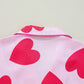 Pink Classic Heart Valentines Short Sleeve Pants Pajamas Set