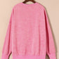 Pink Drop Shoulder Ribbed Trim Oversized Sweatshirt