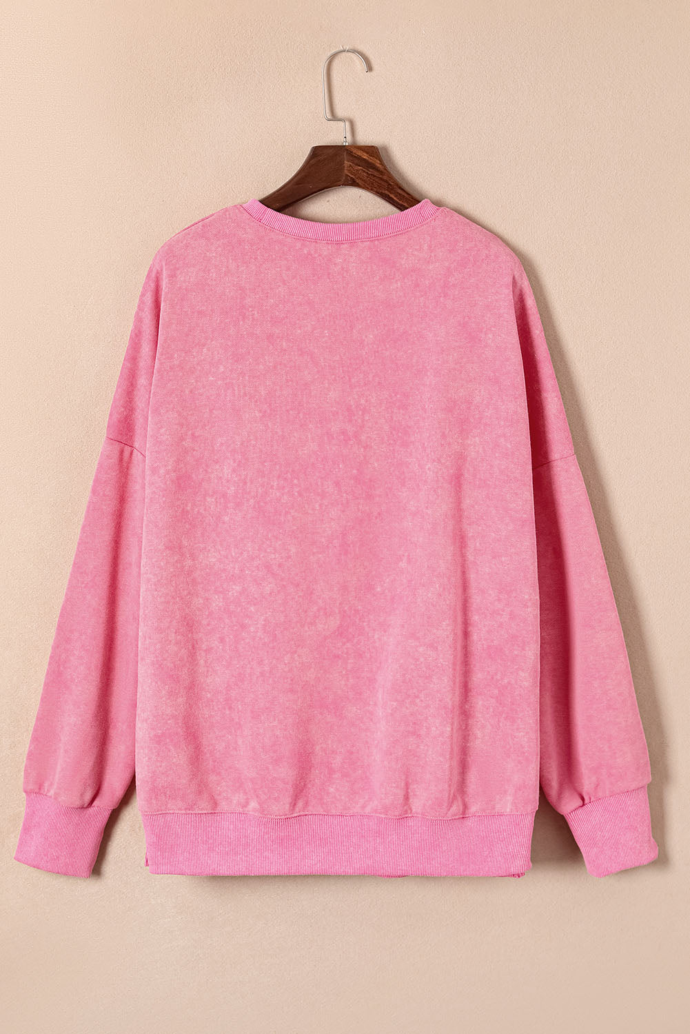 Pink Drop Shoulder Ribbed Trim Oversized Sweatshirt