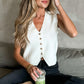 White V Neck Buttoned Sweater Vest