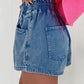 Ashleigh Blue Drawstring High Waist Casual Denim Shorts with Pockets