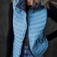 Sky Blue Plush Collared Quilted Zipped Puffer Vest