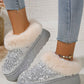 Silvery Sequin Plush Lined Thick Sole Snow Boots