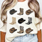 White Cowboys Boots Western Fashion Print T Shirt