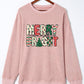 Pink MERRY and BRIGHT Christmas Tree Print Ribbed Sweatshirt