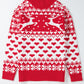 Fiery Red Merry Christmas Reindeer Heart Pattern High Neck Sweater