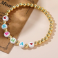 Gold MAMA Heart Beaded Elastic Bracelet