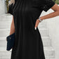 Black Contrast Lace Raglan Sleeve Pleated Detail Shift Dress