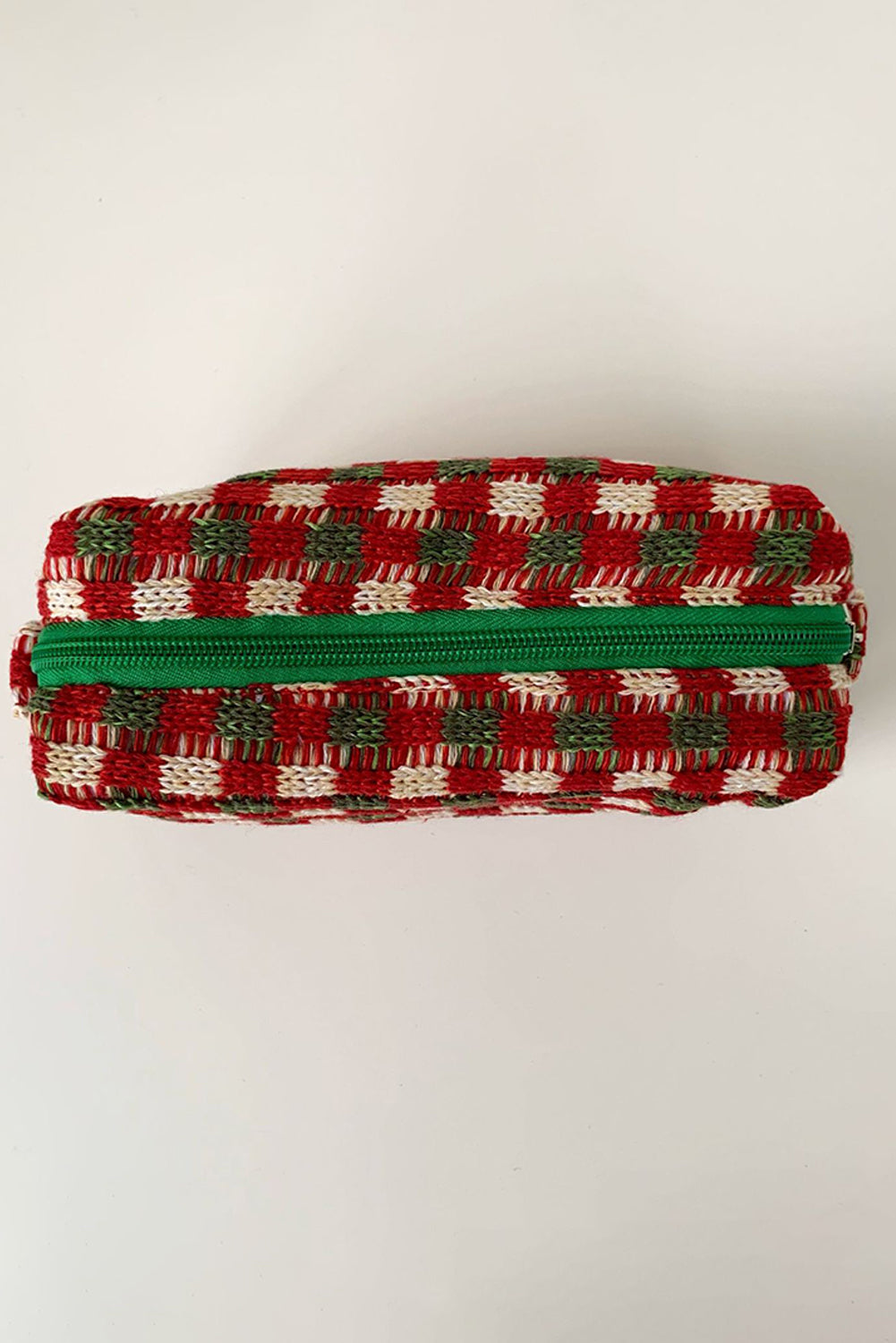 Racing Red Christmas Style Crochet Zipper Square Makeup Bag