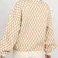 Oatmeal Diamond Knit Drop Shoulder Loose Sweater