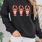 Black Cute Bow Crawfish Printed Drop Shoulder Sweatshirt