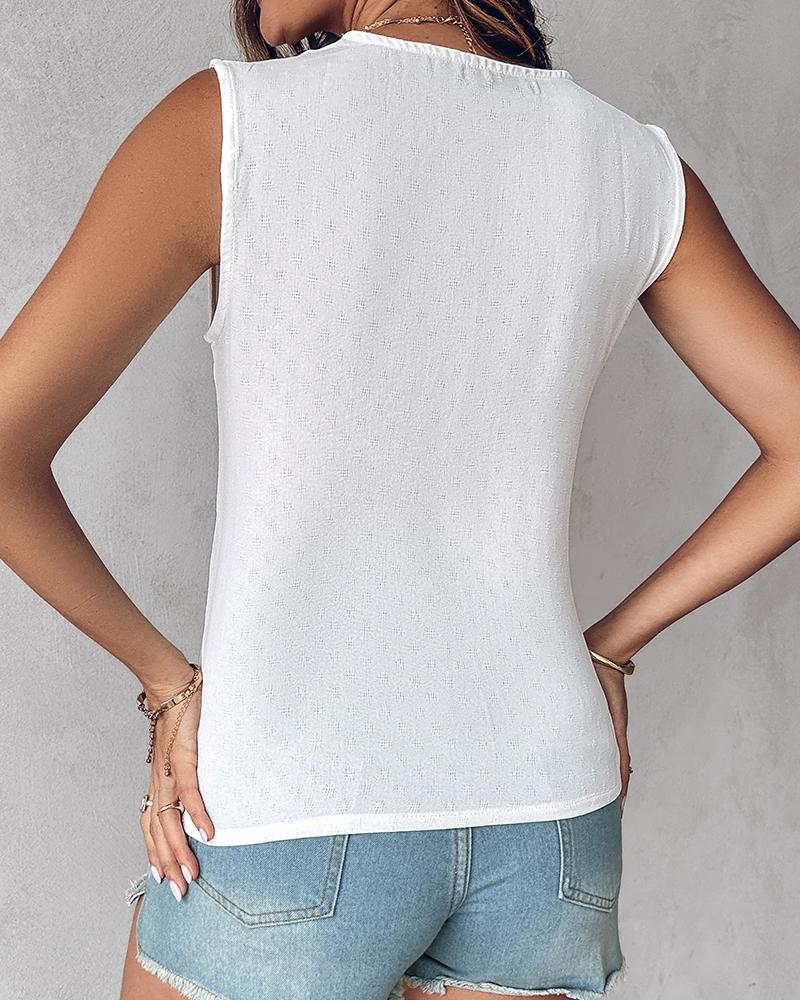 Lace Patch V Neck Tank Top