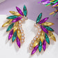 Gold Mardi Gras Rhinestone Crystal Inlay Stud Earrings